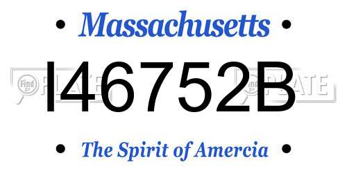 I46752B Massachusetts License Plate
