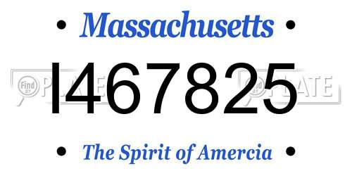 I467825 Massachusetts License Plate