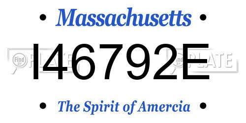I46792E Massachusetts License Plate