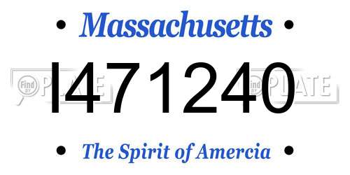 I471240 Massachusetts License Plate