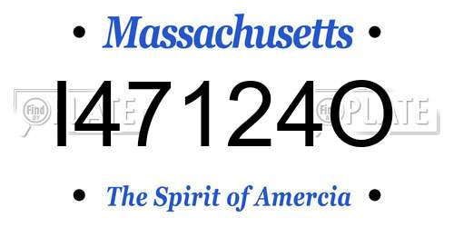 I47124O Massachusetts License Plate