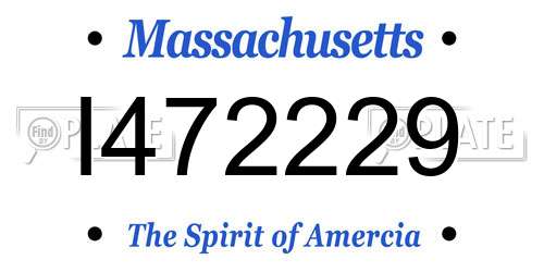 I472229 Massachusetts License Plate
