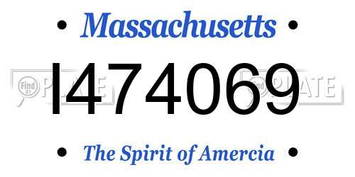 I474069 Massachusetts License Plate