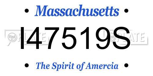 I47519S Massachusetts License Plate