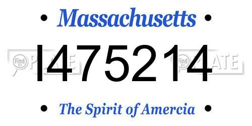 I475214 Massachusetts License Plate