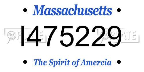 I475229 Massachusetts License Plate