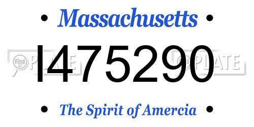 I475290 Massachusetts License Plate