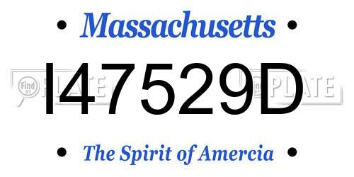 I47529D Massachusetts License Plate