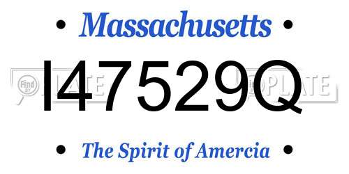 I47529Q Massachusetts License Plate