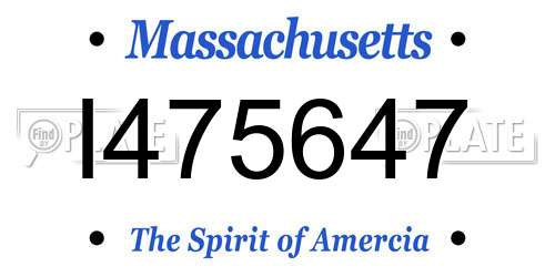 I475647 Massachusetts License Plate