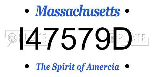 I47579D Massachusetts License Plate
