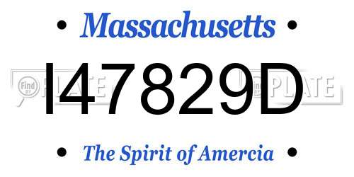 I47829D Massachusetts License Plate