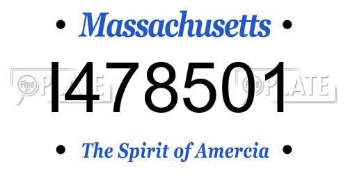 I478501 Massachusetts License Plate