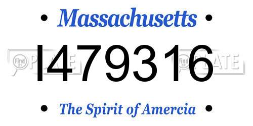 I479316 Massachusetts License Plate