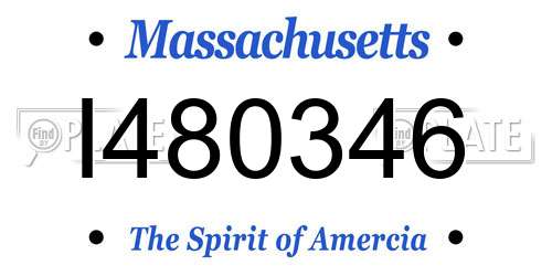 I480346 Massachusetts License Plate