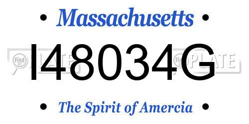 I48034G Massachusetts License Plate