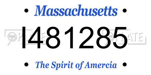 I481285 Massachusetts License Plate