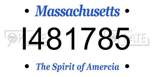 I481785 Massachusetts License Plate