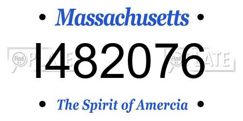 I482076 Massachusetts License Plate