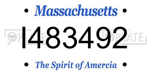 I483492 Massachusetts License Plate