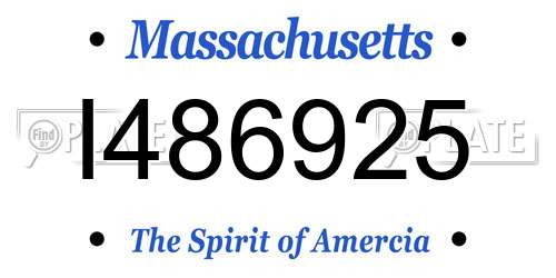 I486925 Massachusetts License Plate