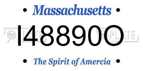 I48890O Massachusetts License Plate