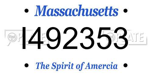I492353 Massachusetts License Plate