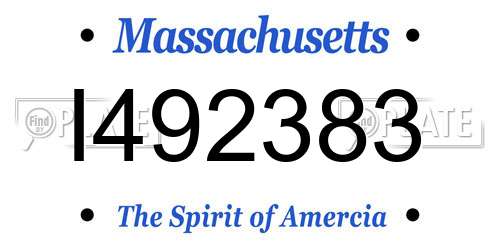 I492383 Massachusetts License Plate
