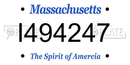 I494247 Massachusetts License Plate
