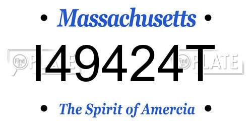 I49424T Massachusetts License Plate