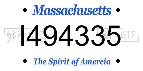 I494335 Massachusetts License Plate