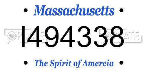 I494338 Massachusetts License Plate