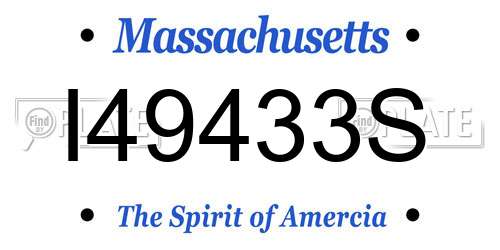 I49433S Massachusetts License Plate