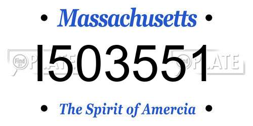 I503551 Massachusetts License Plate