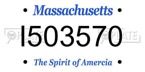 I503570 Massachusetts License Plate
