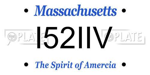 I52IIV Massachusetts License Plate