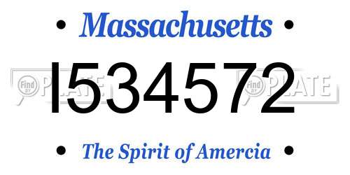 I534572 Massachusetts License Plate