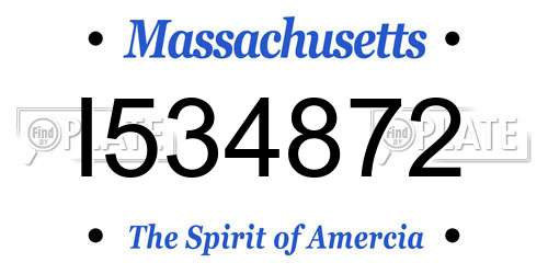 I534872 Massachusetts License Plate