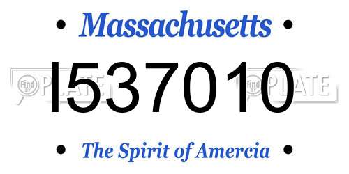 I537010 Massachusetts License Plate