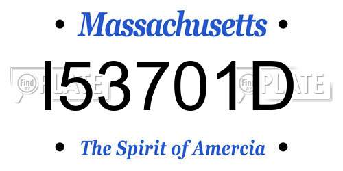 I53701D Massachusetts License Plate
