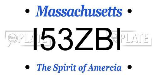 I53ZBI Massachusetts License Plate