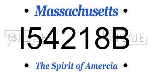 I54218B Massachusetts License Plate