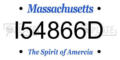 I54866D Massachusetts License Plate