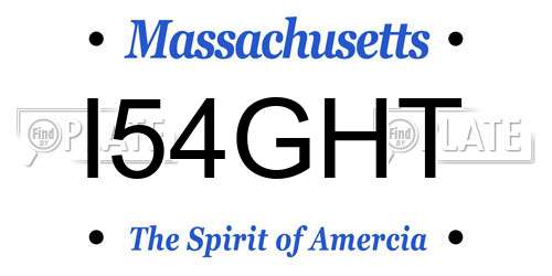 I54GHT Massachusetts License Plate