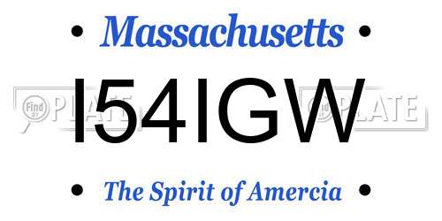 I54IGW Massachusetts License Plate