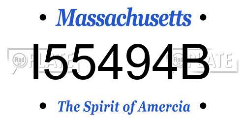 I55494B Massachusetts License Plate