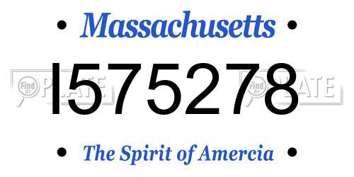 I575278 Massachusetts License Plate