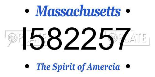 I582257 Massachusetts License Plate