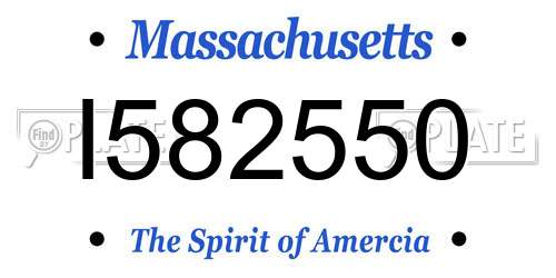 I582550 Massachusetts License Plate