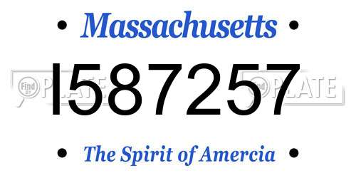 I587257 Massachusetts License Plate